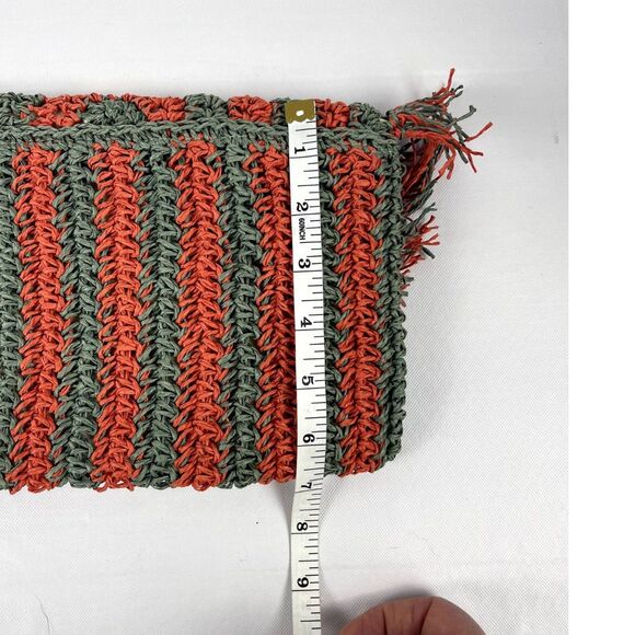 NWOT! BOHO Woven Raffia Clutch Purse by Universal Thread Orange/Green 10x7 - Picture 6 of 7
